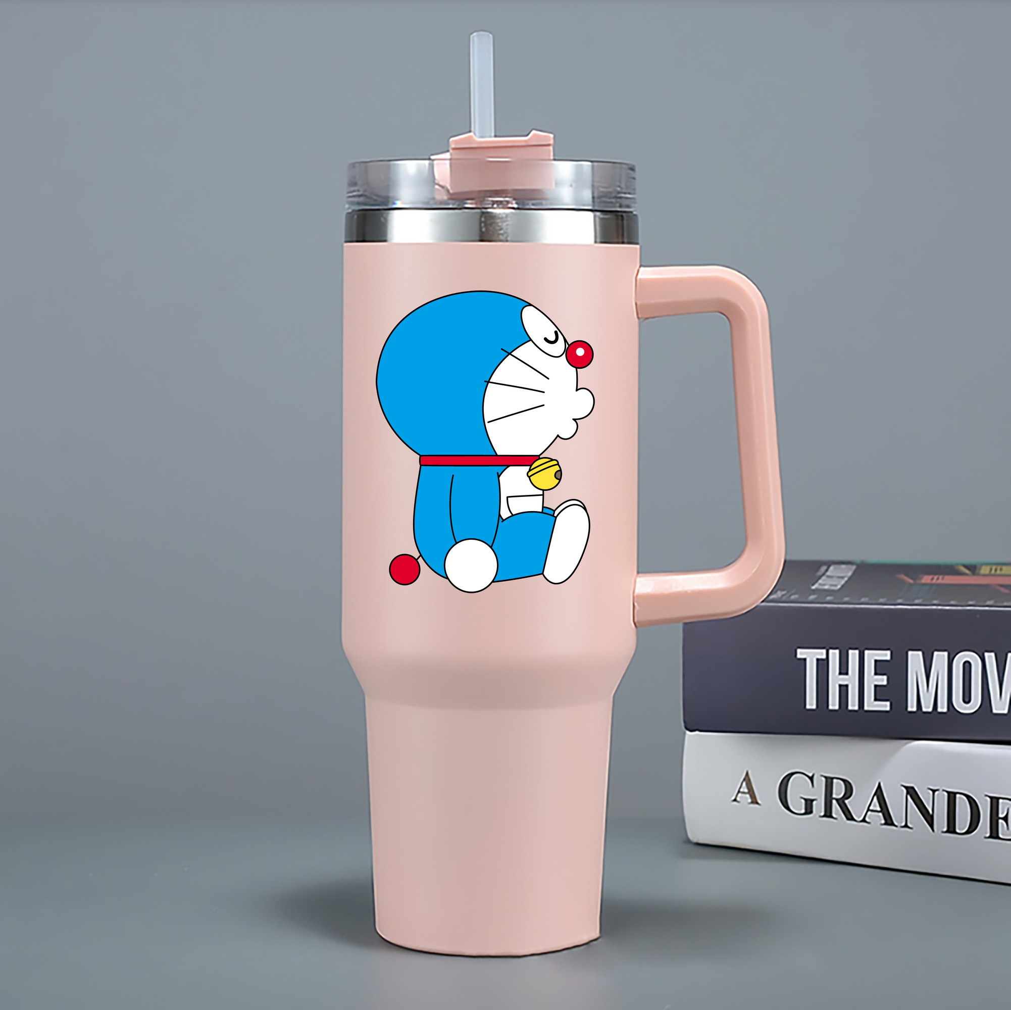 （画像用） ドラえもん Doraemon 1200mL車用タンブラー - クリスタルステッカー（プラスチックストロー付き）